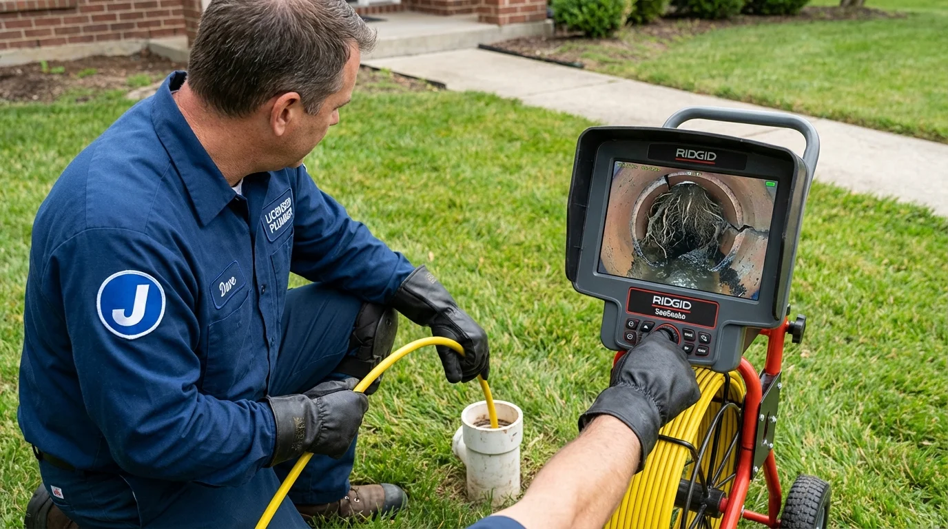Sewer camera inspection being performed by Johns Plumbing LLC in Munford